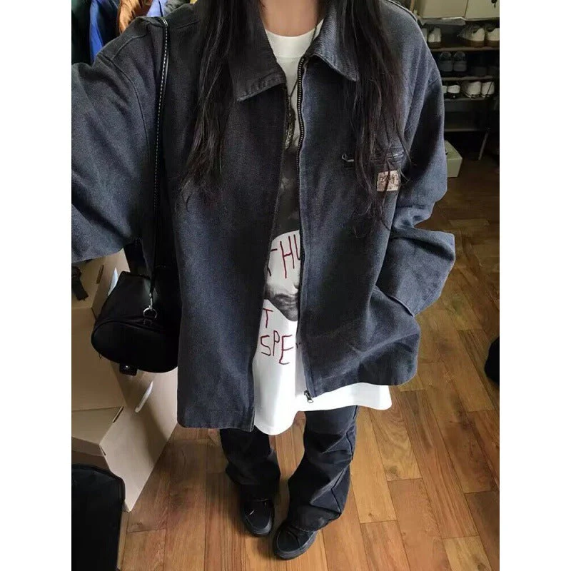Lapel Neck Jacket Oversized Jacket - Image 7