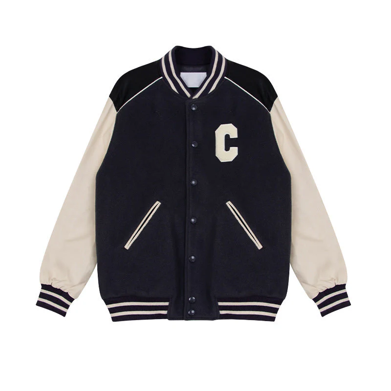Letter Embroidered Vintage Baggy Varsity Jacket - Image 7