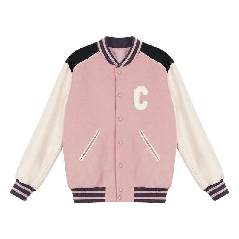 Letter Embroidered Vintage Baggy Varsity Jacket - Image 9