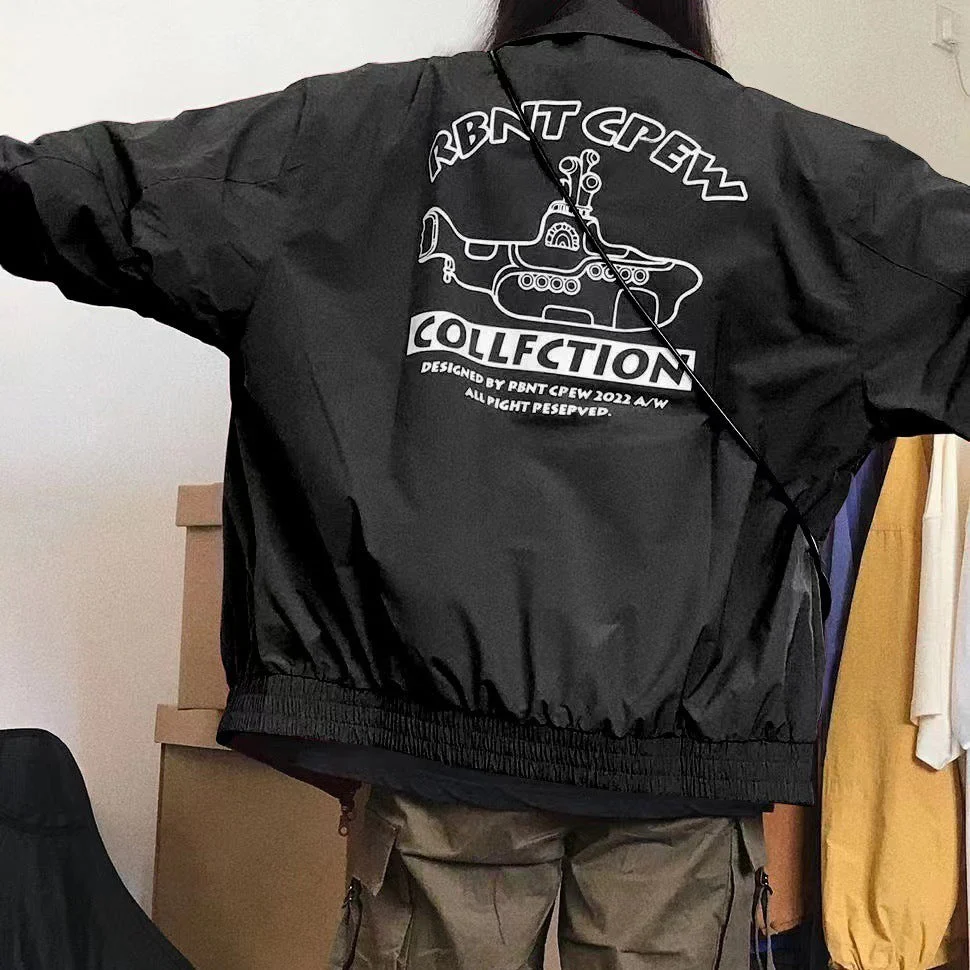 Letter Embroidery Oversized Bomber Jacket - Image 3
