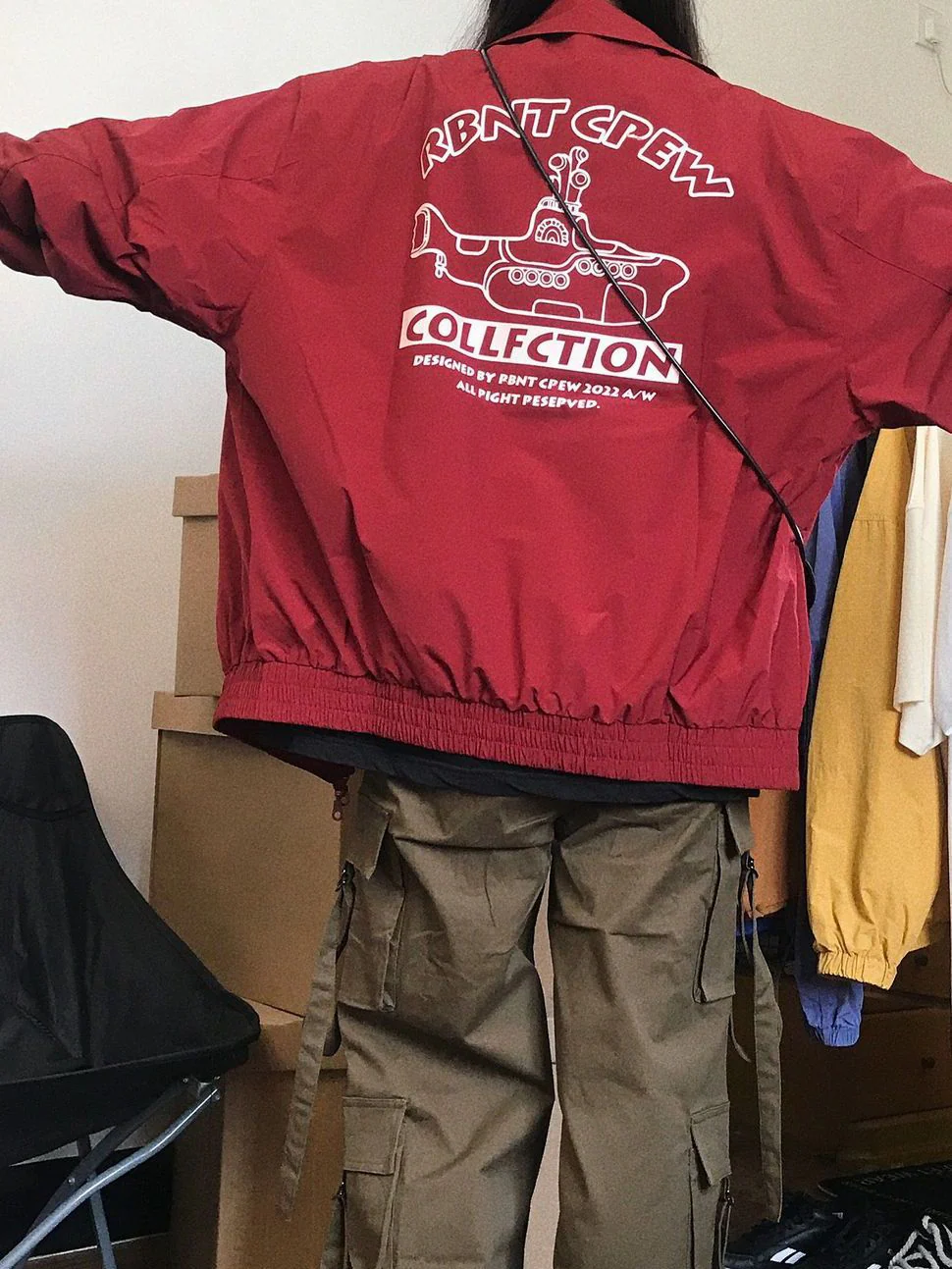 Letter Embroidery Oversized Bomber Jacket - Image 6