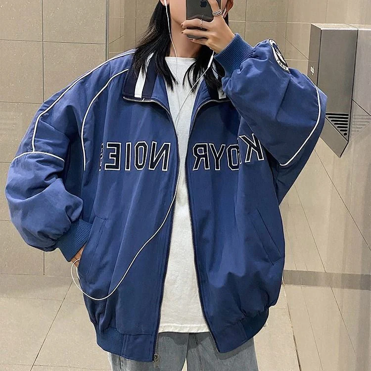 Letter Embroidery Oversized Jacket - Image 12