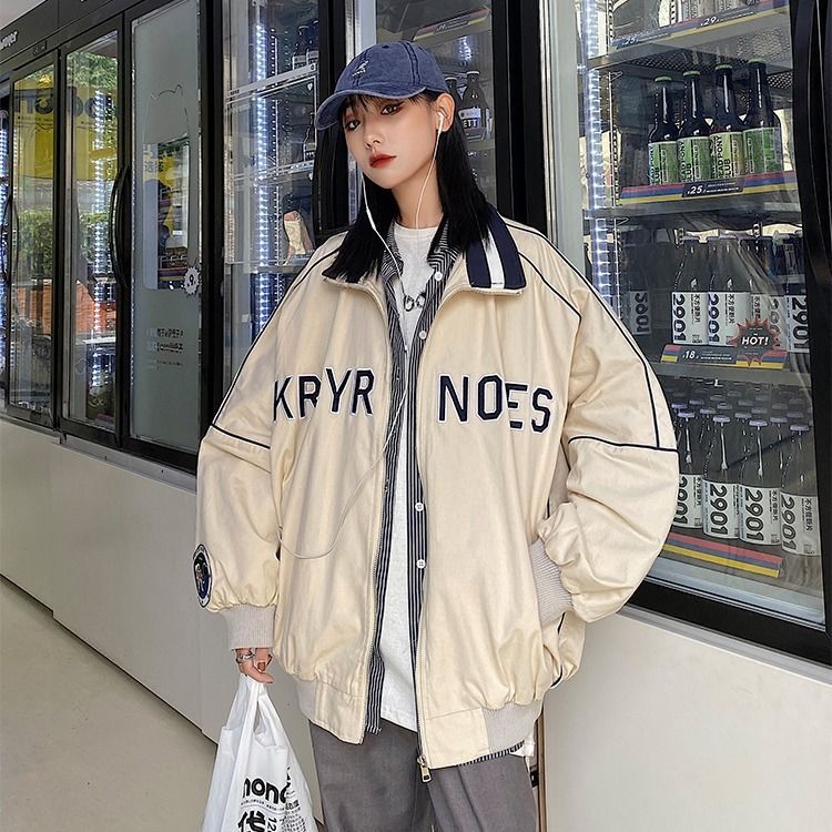 Letter Embroidery Oversized Jacket - Image 2