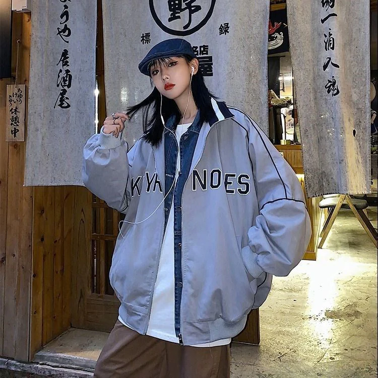 Letter Embroidery Oversized Jacket - Image 6