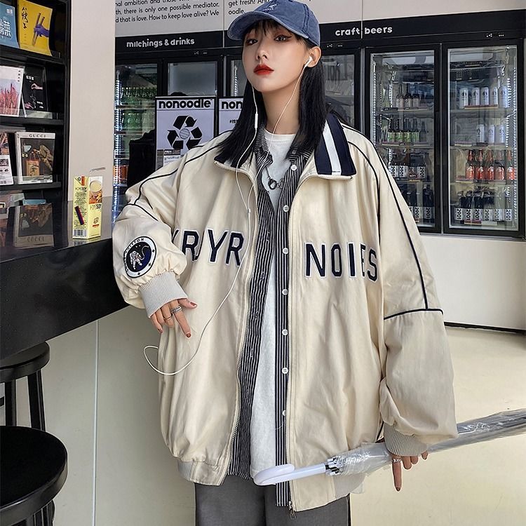 Letter Embroidery Oversized Jacket - Image 7