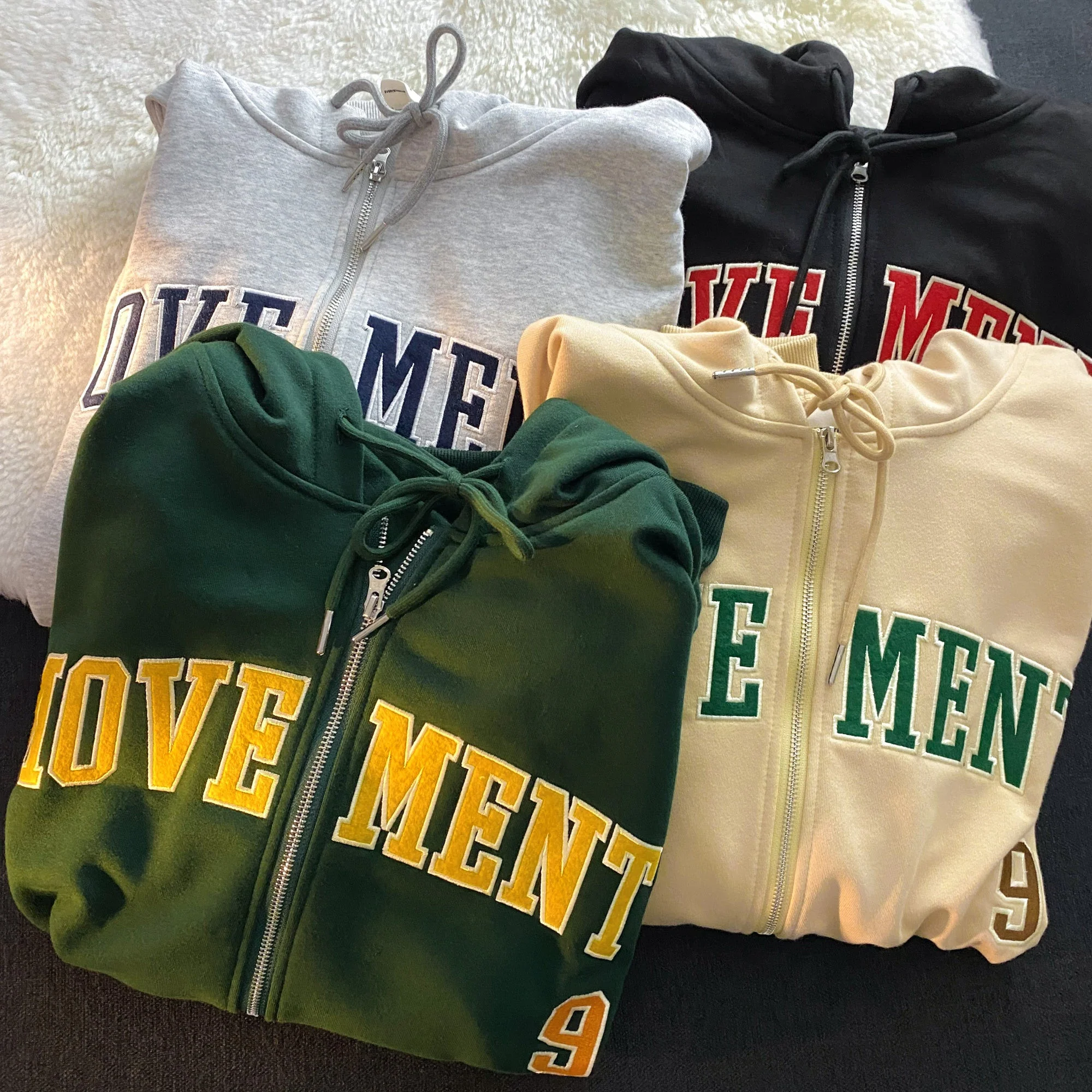 Letter Embroidery Oversized Zip Up Hoodie - Image 2
