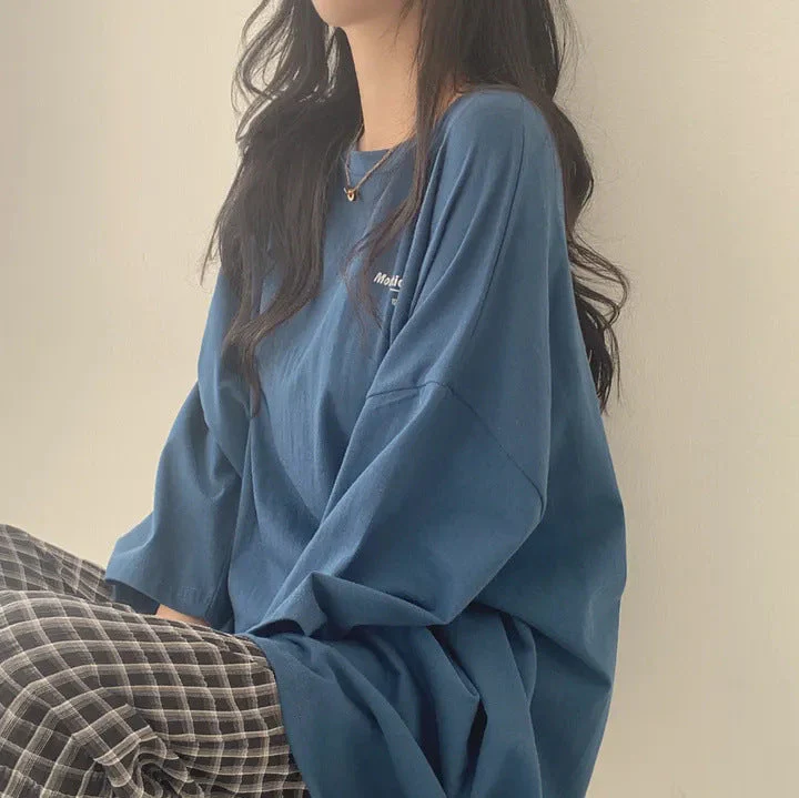 Letter Print Oversized Short Sleeve Tee - Image 2