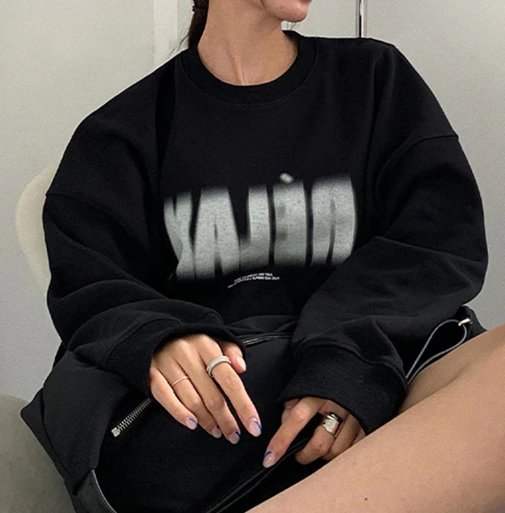 Letter Print Oversized Sweatshirt - Image 2