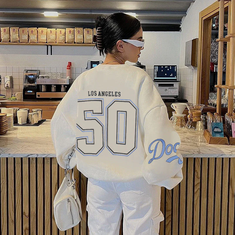 Letter Print Pullover Oversized Sweatshirt - Image 8