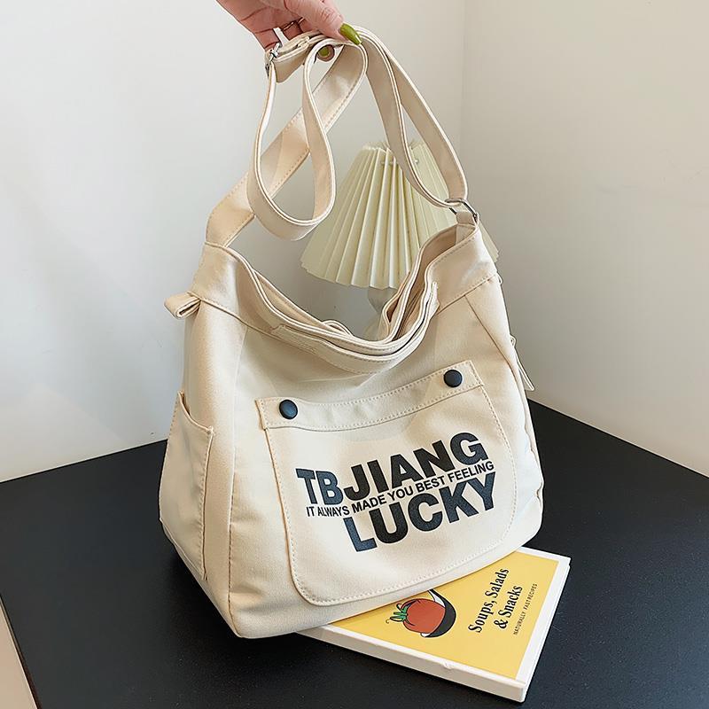 Letters Large Canvas Crossbody Bag - Image 2