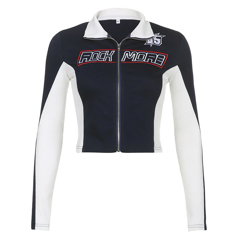 Logo Embroidered Cropped Moto Jacket - Image 4