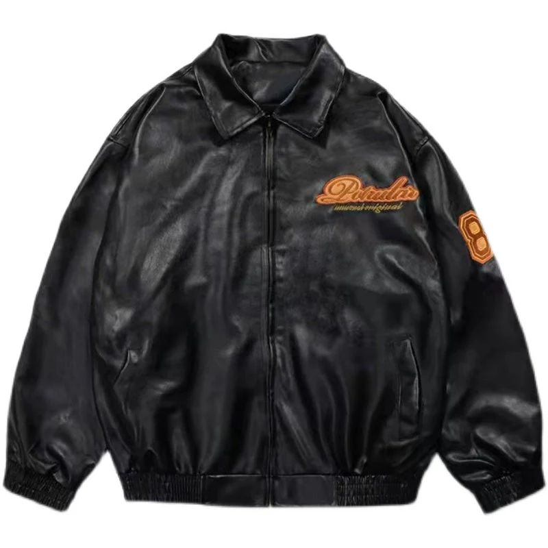 Logo Embroidered Pu Leather Varsity Jacket - Image 7