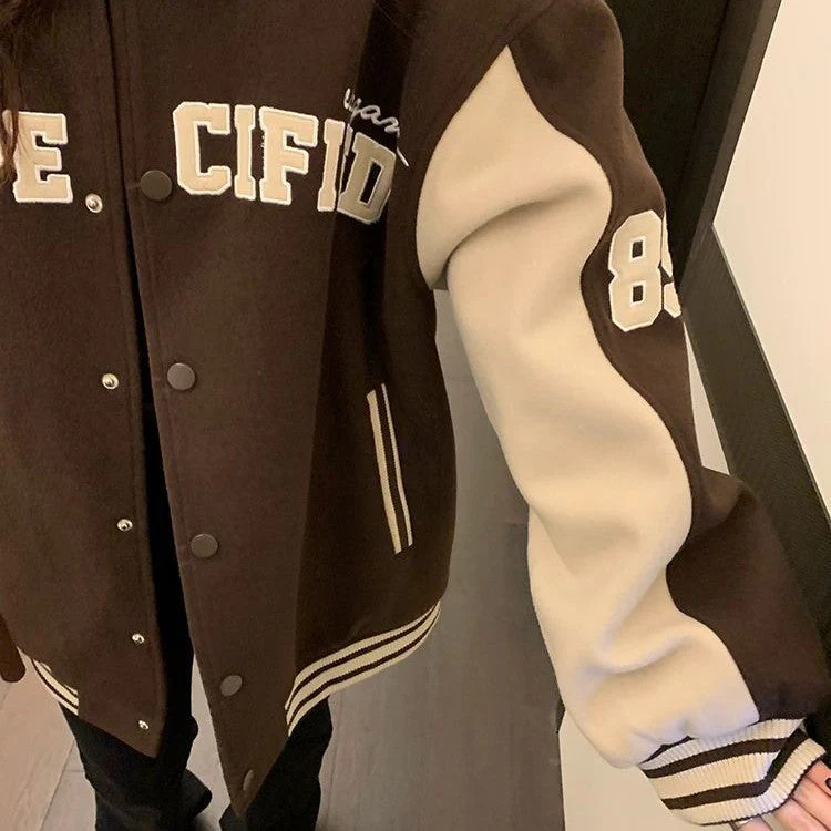 Logo Embroidery Vintage Padded Varsity Jacket - Image 2