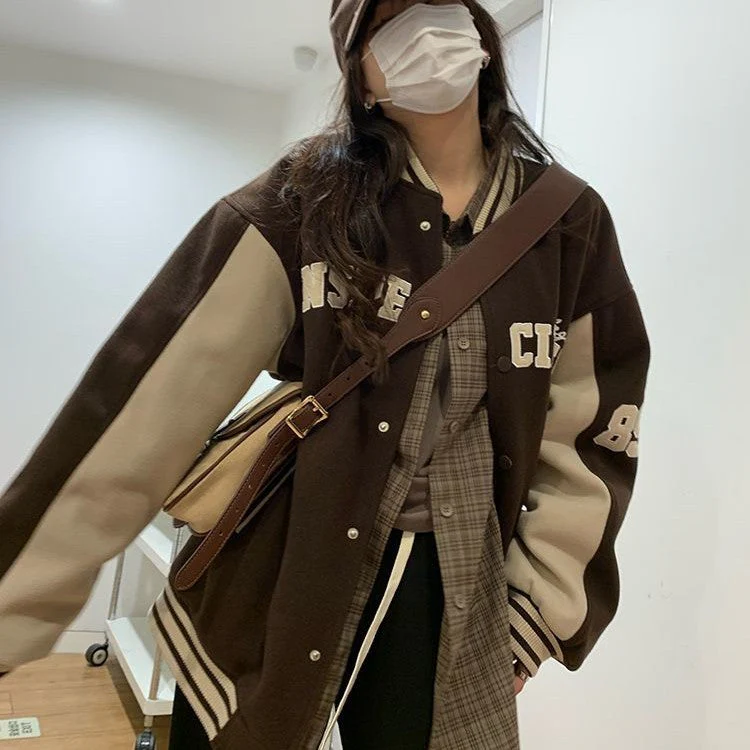 Logo Embroidery Vintage Padded Varsity Jacket - Image 9