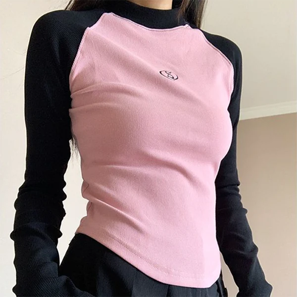 Logo Emroidered Raglan Long Sleeve Tee