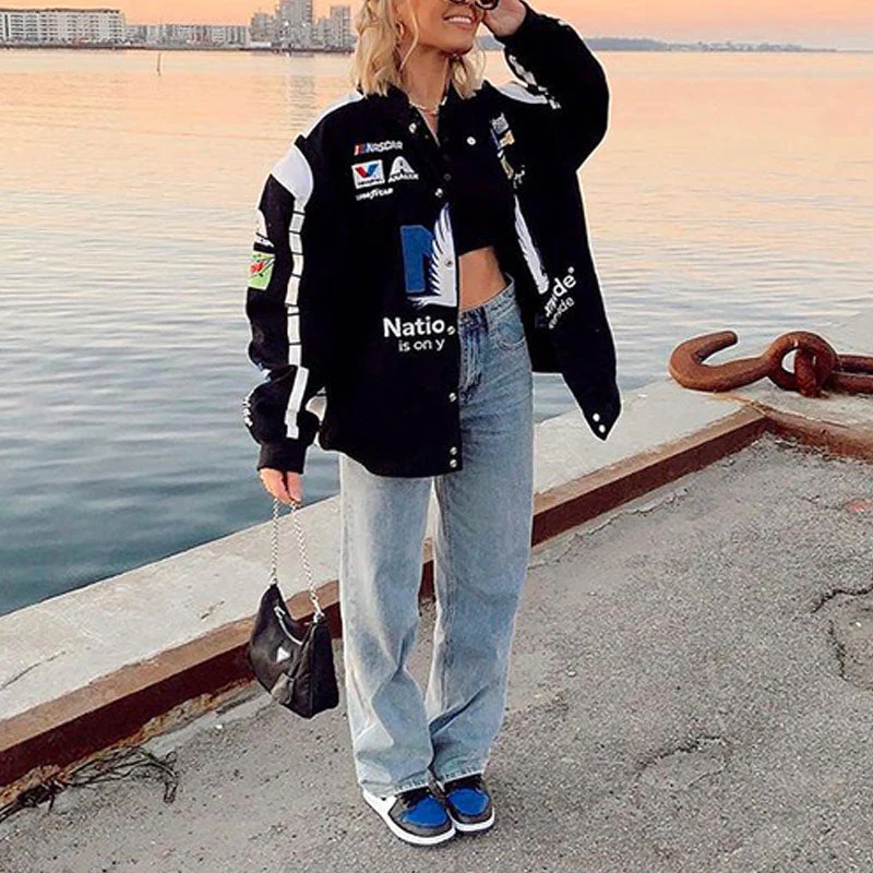 Logo Graphic Color Block Moto Jacket - Image 12