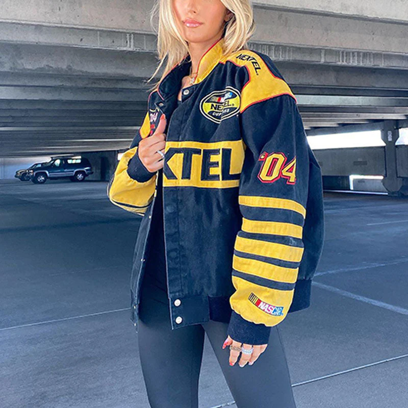 Logo Graphic Color Block Moto Jacket - Image 14