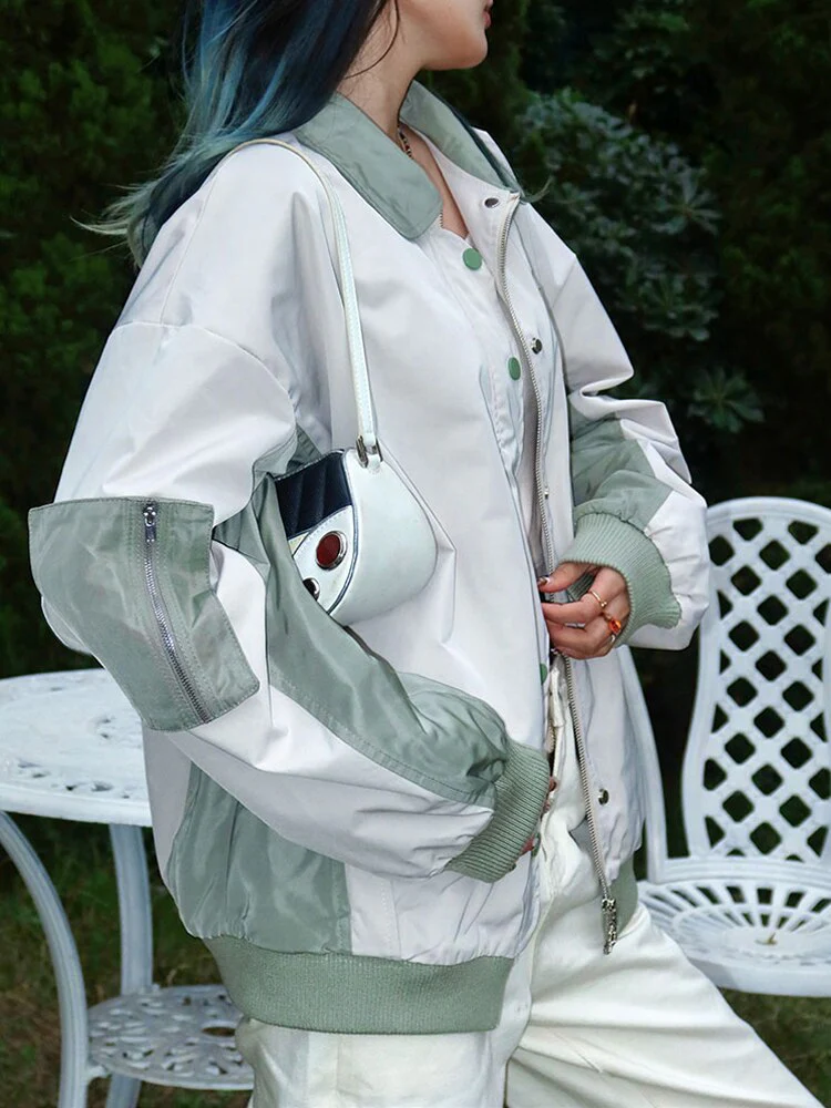 Logo Graphic Color Block Moto Jacket - Image 6