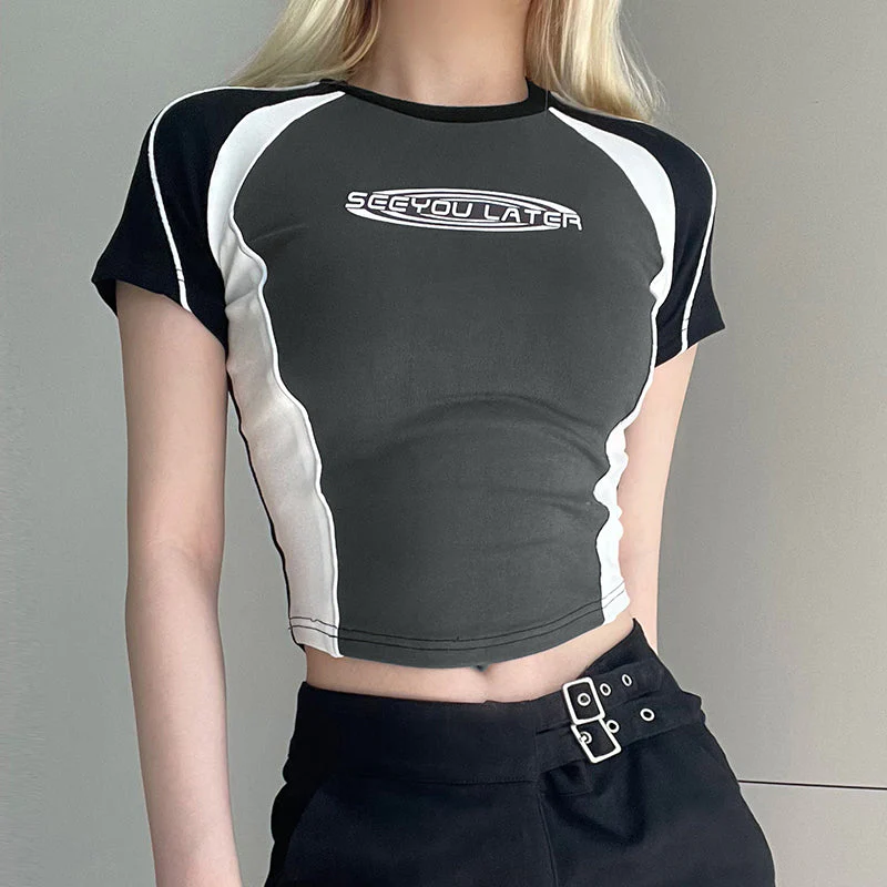 Logo Print Patchwork Short Sleeve Tee - Image 2