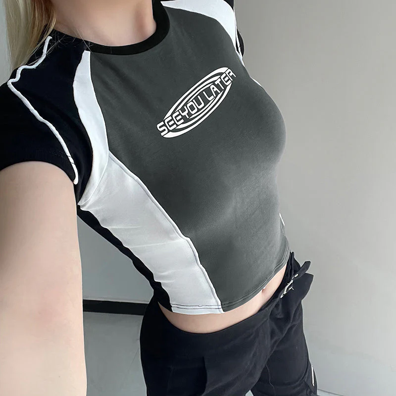 Logo Print Patchwork Short Sleeve Tee - Image 6
