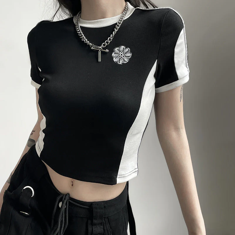 Logo Print Short Sleeve Crop Top
