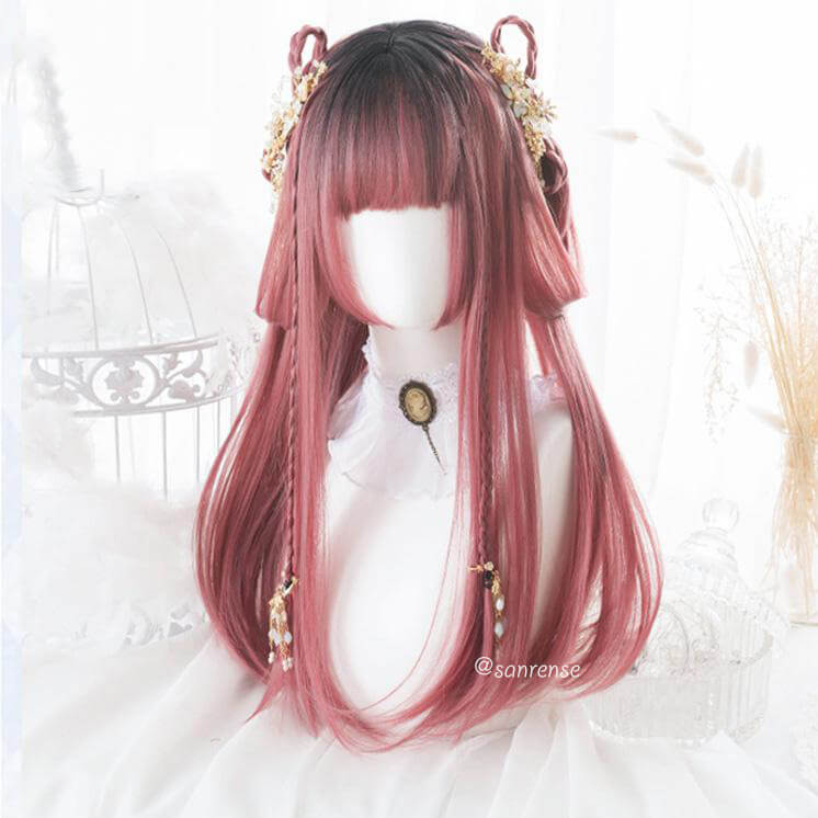 Lolita Black Mixed Pink Ombre Wavy Wig - Image 5