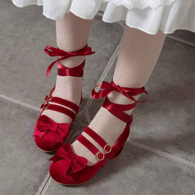 Lolita Bow Lace-up Shoes - Image 3