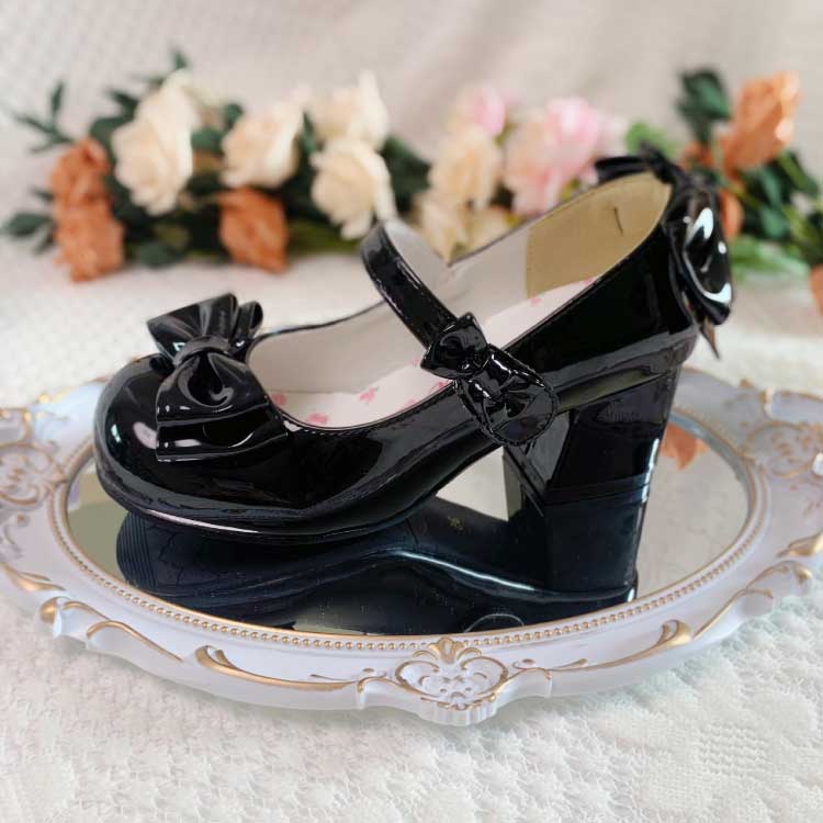 Lolita Bow Pu Shoes - Image 4
