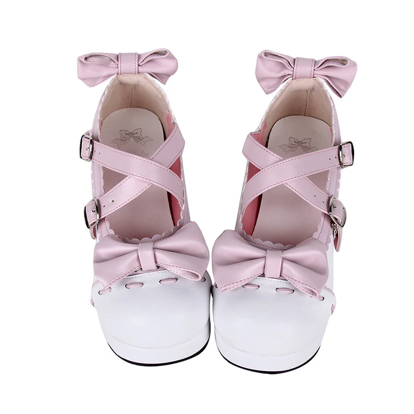 Lolita Bow White Heels Shoes - Image 3