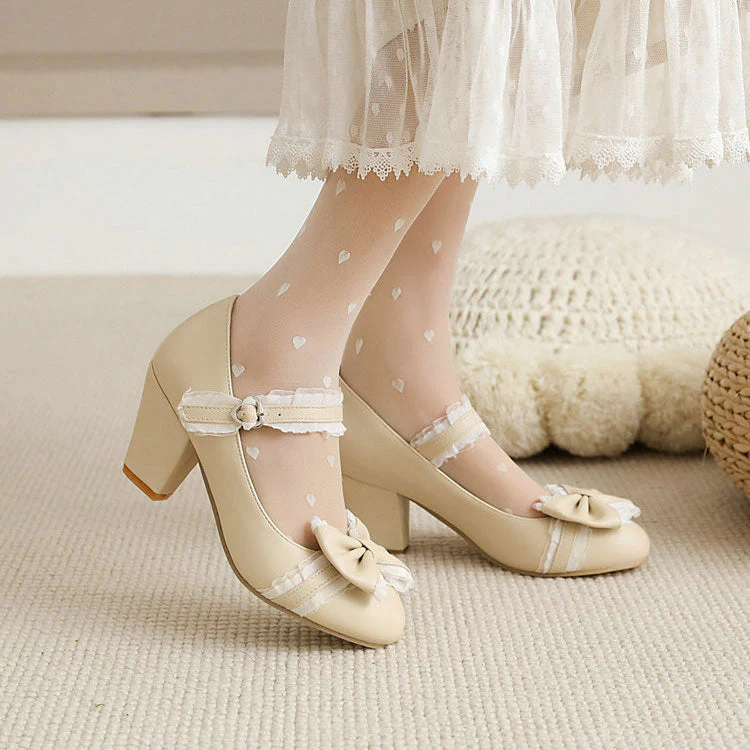 Lolita Lace Bow Heels Shoes - Image 6