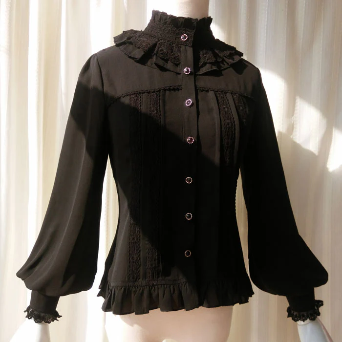 Lolita Lace Floral Chiffon Shirt - Image 2