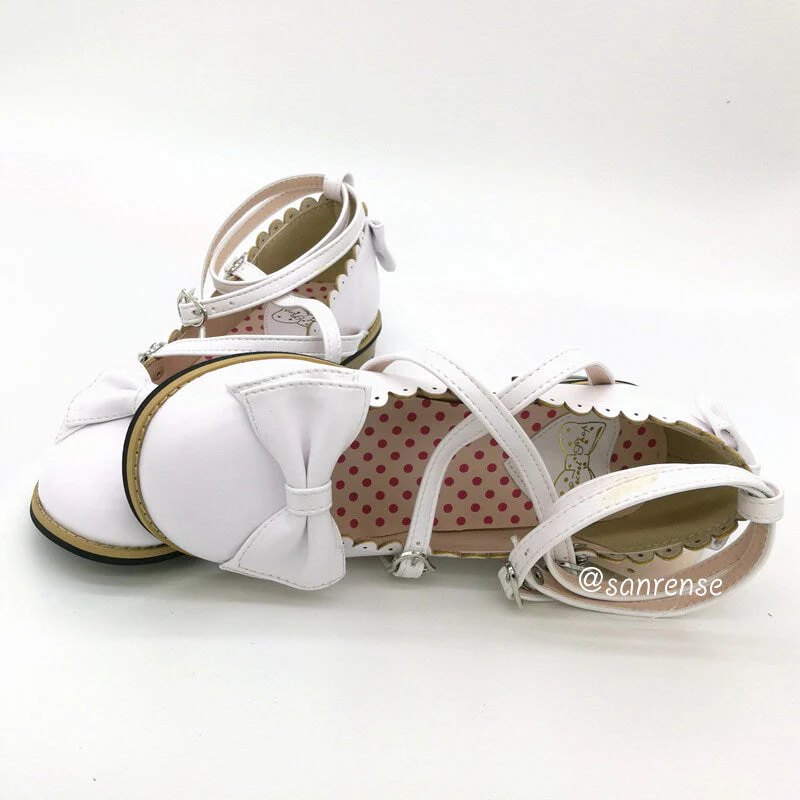 Lolita With Cross Straps Bow Shoes - Image 3