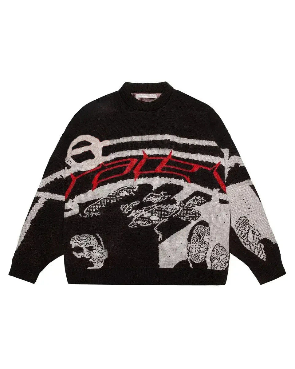 Long Sleeve Jacquard Crew Neck Sweater - Image 7