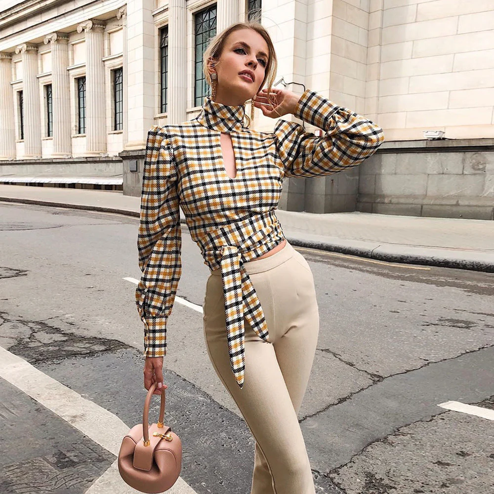 Long Sleeve Plaid Top - Image 2
