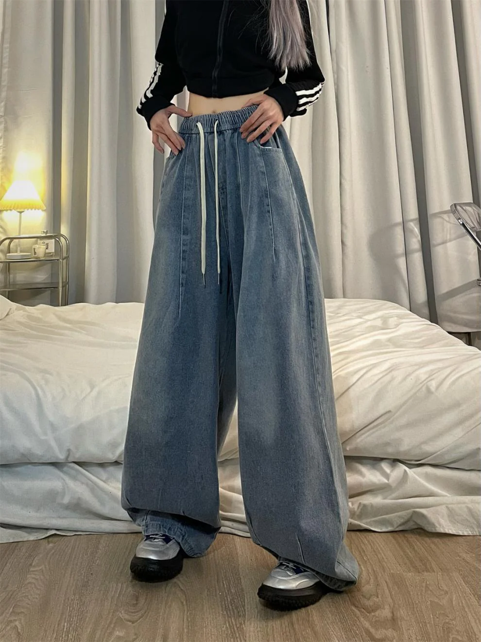 Loose Simple Style Baggy Boyfriend Jeans - Image 5