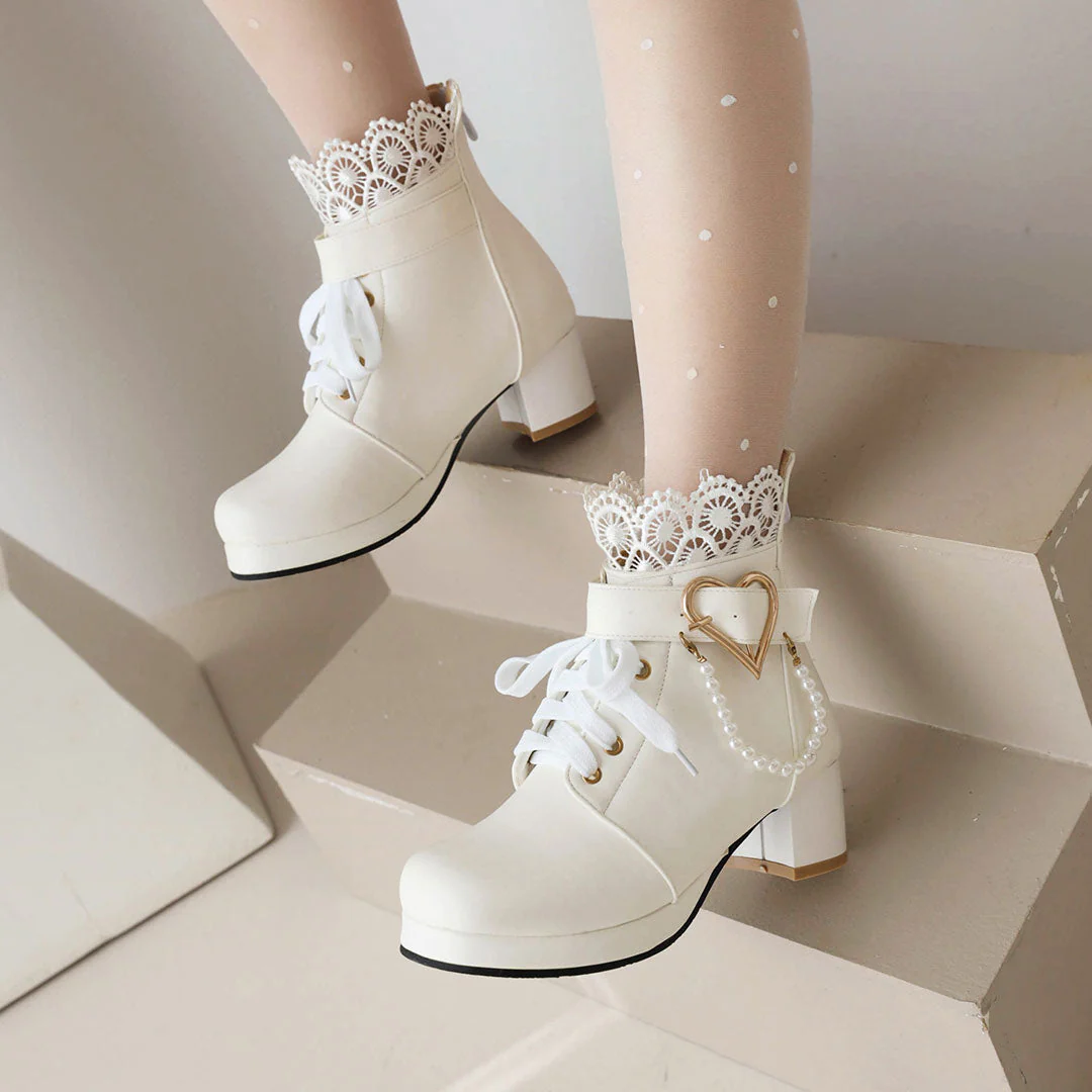 Love Beaded Flower Ankle Boots - Image 3