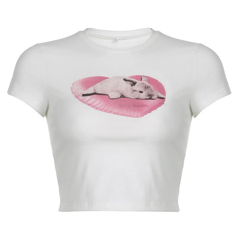 Love Bunny White Crop Top - Image 11