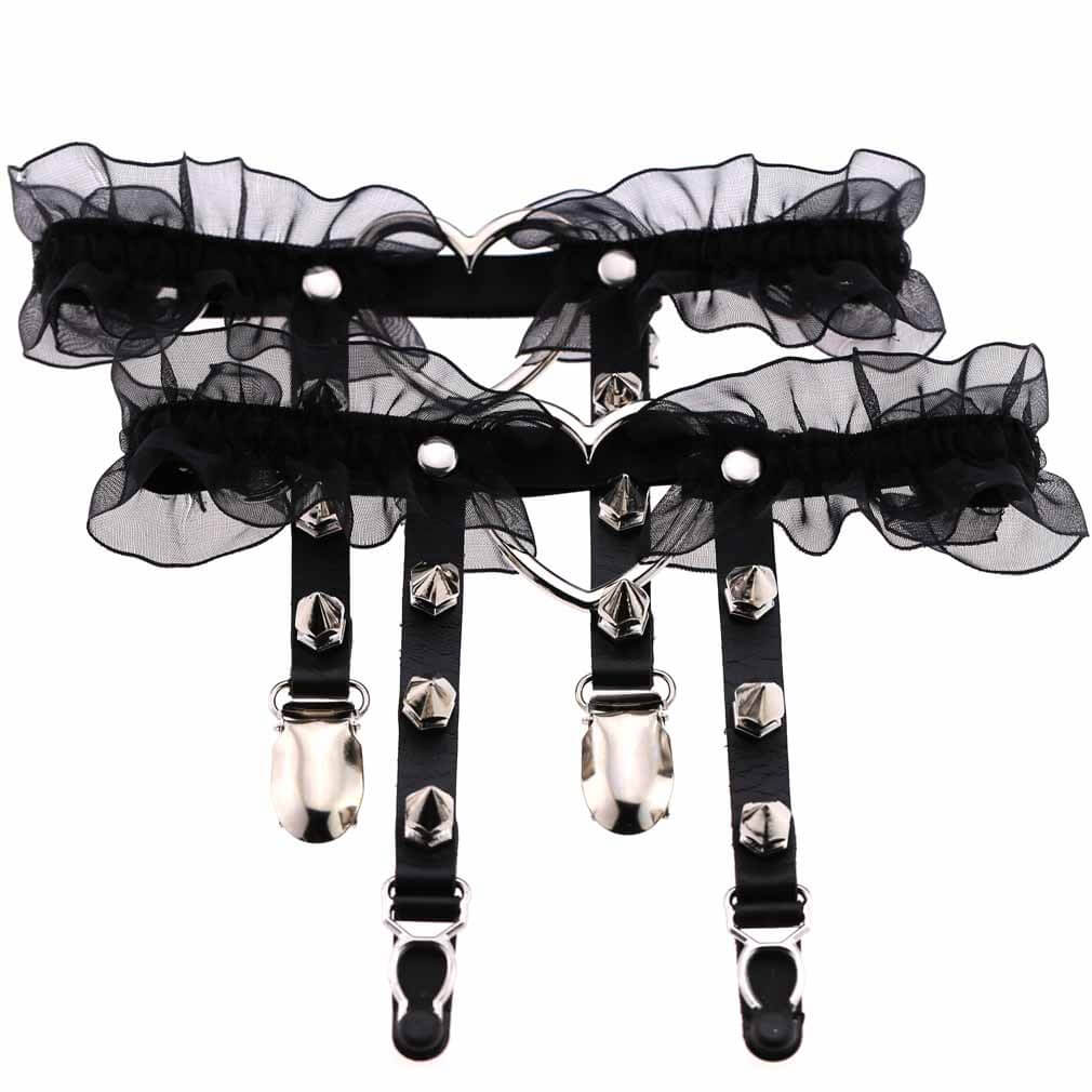 Love Lace Rivet Leg Garters - Image 3