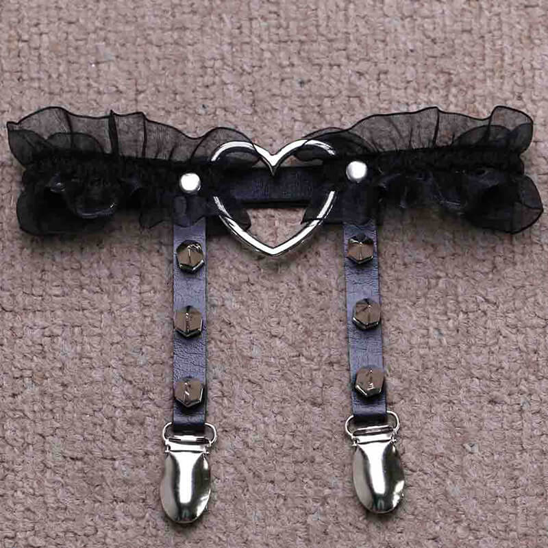 Love Lace Rivet Leg Garters - Image 6