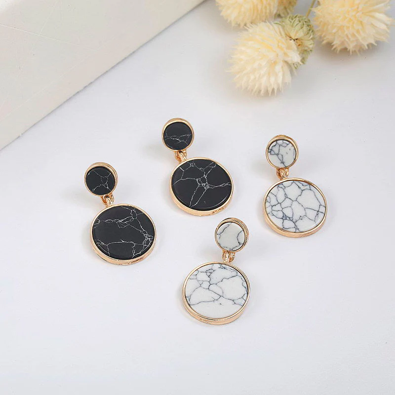 Marble Geometric Earrings - Image 2