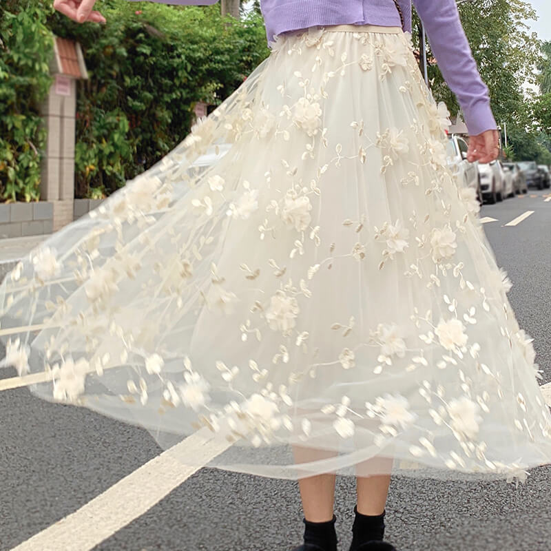 Mesh Flower Skirt - Image 2