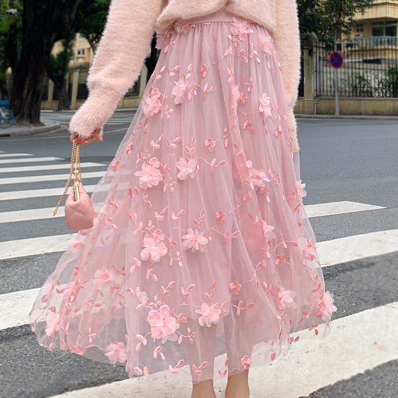 Mesh Flower Skirt - Image 4