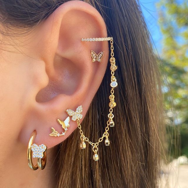 Mini Fashion Star Moon Butterfly Studs Earrings - Image 2