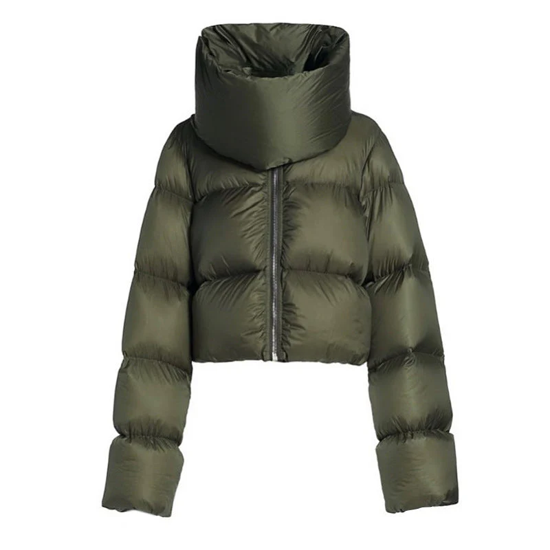 Muffler Scarf Detail Black Puffer Jacket - Image 10