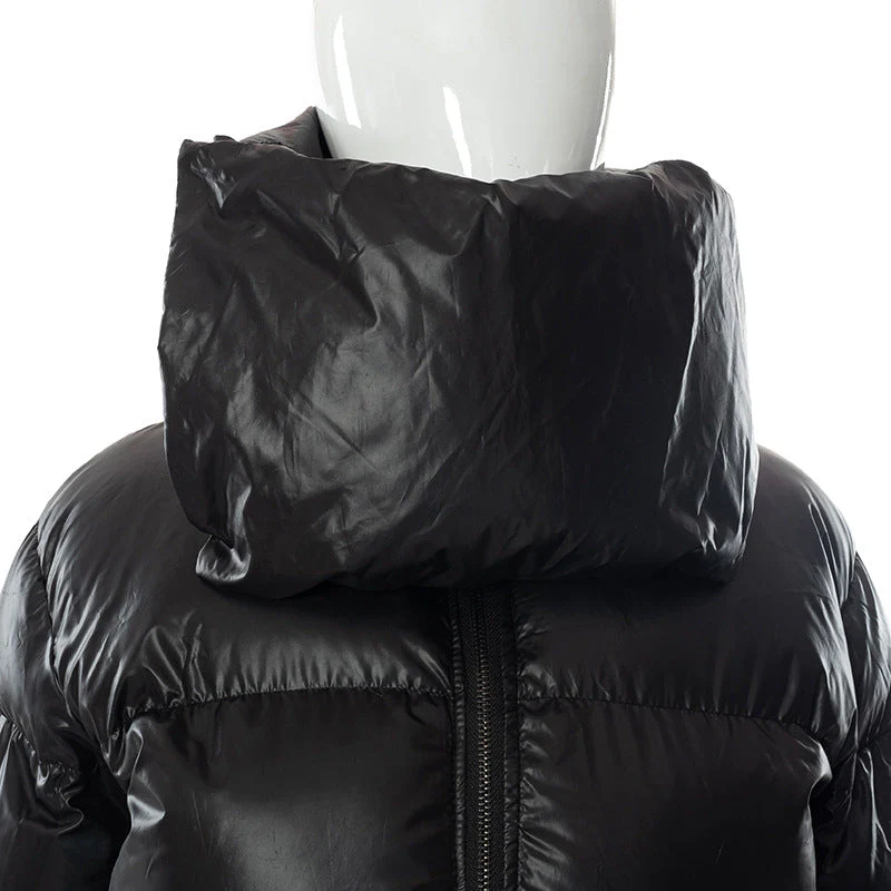 Muffler Scarf Detail Black Puffer Jacket - Image 3
