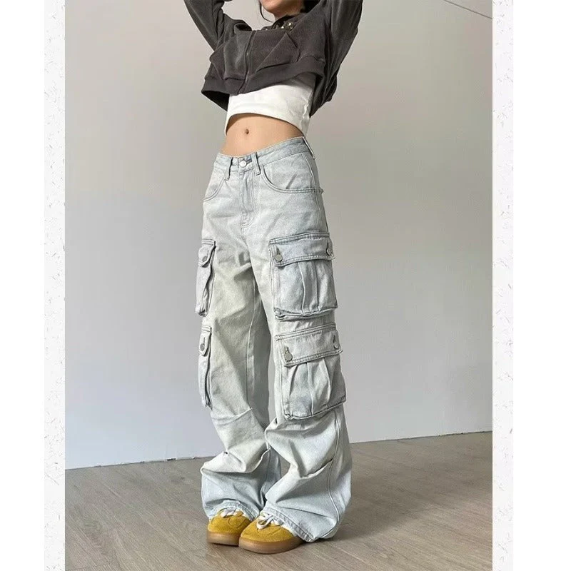 Multi Pockets Vintage Baggy Cargo Jeans - Image 7