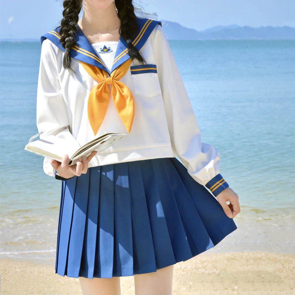Navy Bow Uniform Pleated Skirt Set - Image 2
