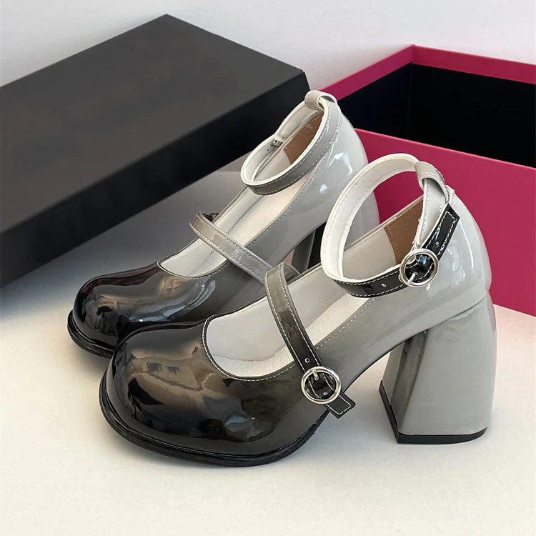 Ombre Lolita Chunky Heels Shoes - Image 2