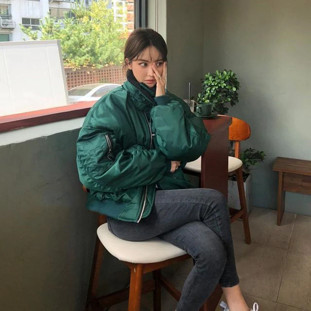Oversize Zip Up Vintage Bomber Jacket - Image 4