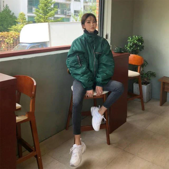 Oversize Zip Up Vintage Bomber Jacket - Image 6